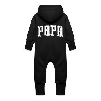 Papa - Baby Bio Sweat Overall mit Kapuze - Schwarz - Hinten