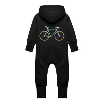 Rennrad / Singlespeed / Fahrrad - Baby Bio Sweat Overall mit Kapuze - Schwarz - Hinten