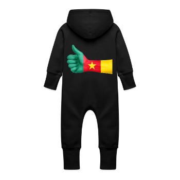 collection Cameroun - Grenouillère à capuche bio en molleton Bébé - noir - Dos