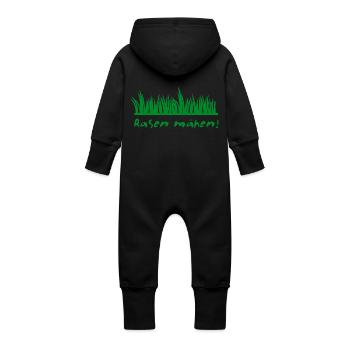 Rasen mähen - Baby Bio Sweat Overall mit Kapuze - Schwarz - Hinten