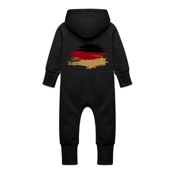Deutschlandflagge Vintage Style - Baby Bio Sweat Overall mit Kapuze - Schwarz - Hinten