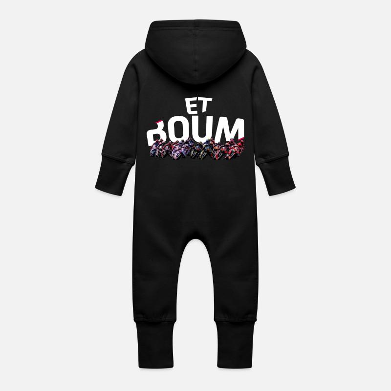 ET BOUM MOTO.GP - Grenouillère à capuche bio en molleton Bébé - noir