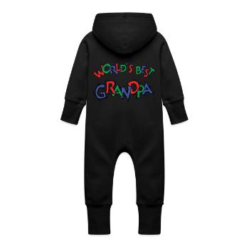 Welt bester Großvater - Baby Bio Sweat Overall mit Kapuze - Schwarz - Hinten
