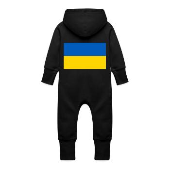Drapeau de l’Ukraine - Grenouillère à capuche bio en molleton Bébé - noir - Dos