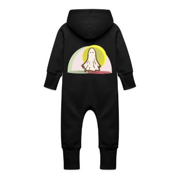 Anime Ghost I'm Starlight - Baby Organic Sweat Overalls With Hood - black - Back