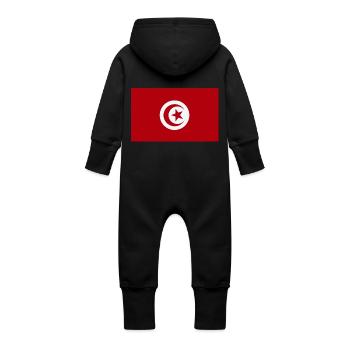 Tunisie Drapeau - Grenouillère à capuche bio en molleton Bébé - noir - Dos