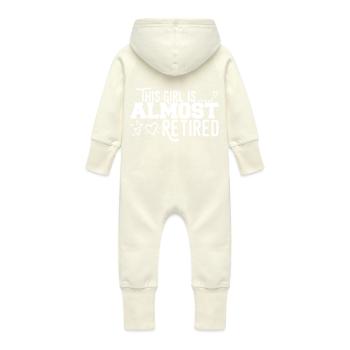 This Girl Almost Retired - Baby Organic Sweat Overalls With Hood - vanilla - Back