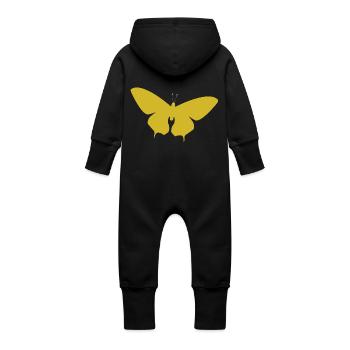 Design unique de t-shirt papillon - Grenouillère à capuche bio en molleton Bébé - noir - Dos