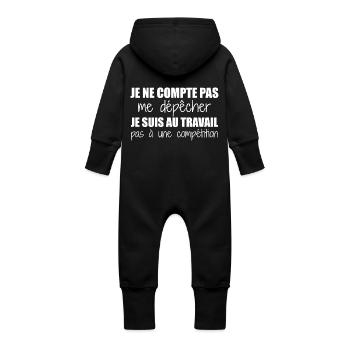 Je suis au travail pas à une compétition humour - Grenouillère à capuche bio en molleton Bébé - noir - Dos