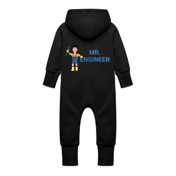 Herr Ingenieur - Baby Bio Sweat Overall mit Kapuze - Schwarz - Hinten