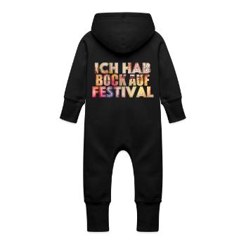 Ich hab Bock auf Festival - Baby Bio Sweat Overall mit Kapuze - Schwarz - Hinten
