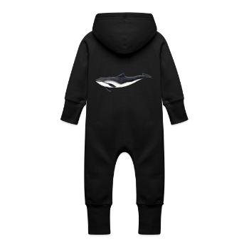 Common porpoise - harbor porpoise - marsouin - Baby Organic Sweat Overalls With Hood - vanilla - Back