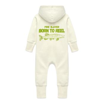 Pike Slayer Fishing Life – Born to Reel - Baby Organic Sweat Overalls With Hood - vanilla - Back