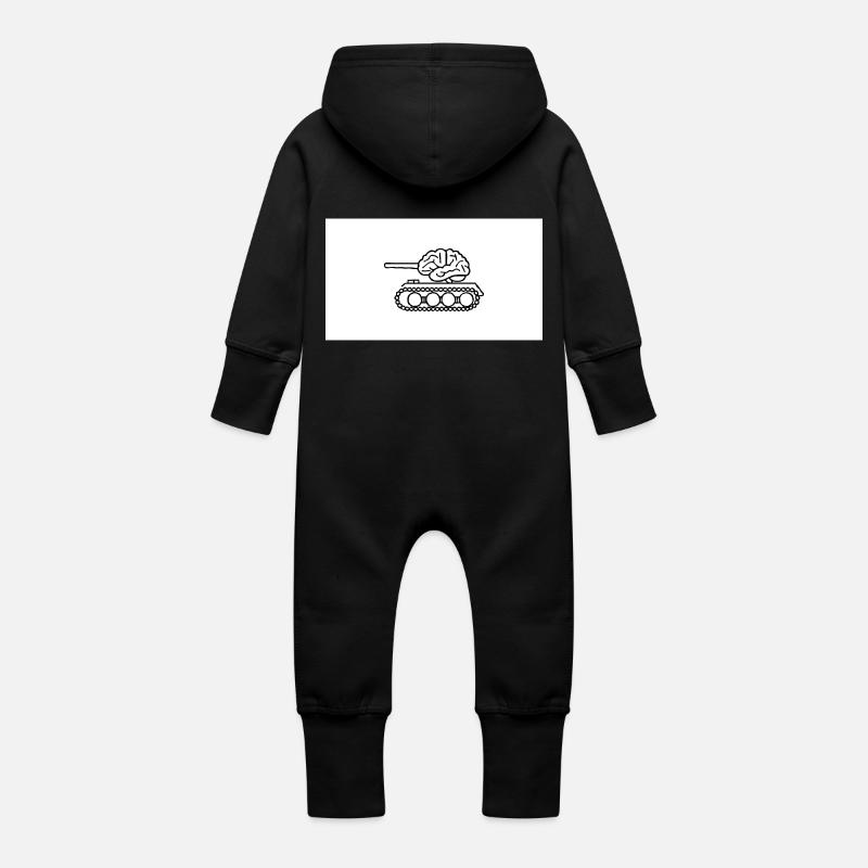 Denkpanzer - Baby Bio Sweat Overall mit Kapuze - Schwarz