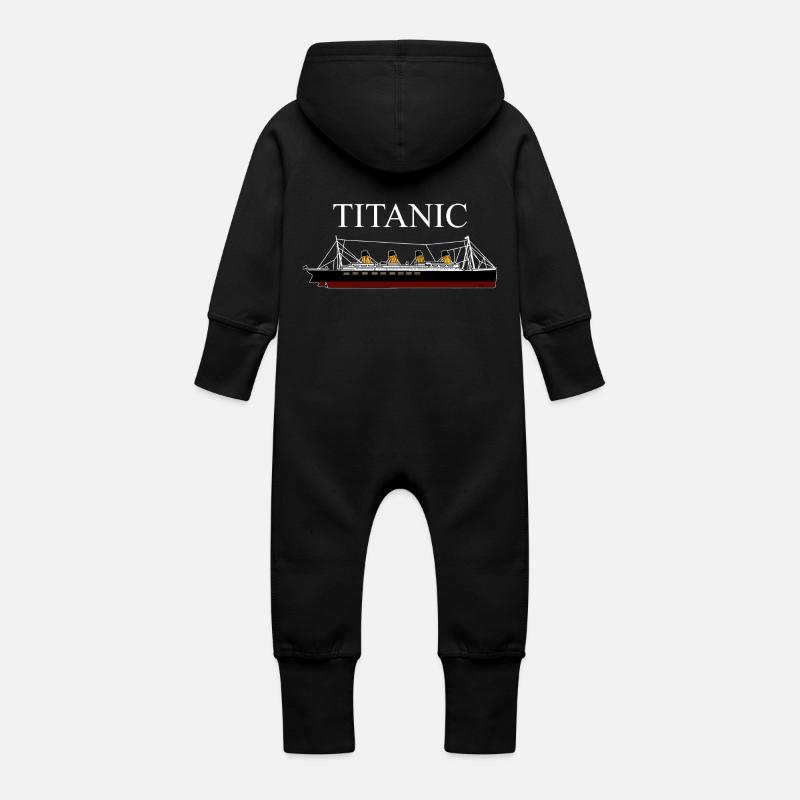 Titanic - Grenouillère à capuche bio en molleton Bébé - noir