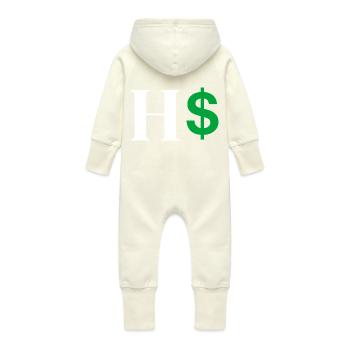 Letter h dollar - Baby Organic Sweat Overalls With Hood - vanilla - Back