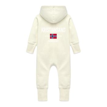 Kristiansand - Norvège - Coordonnées - Drapeau - Grenouillère à capuche bio en molleton Bébé - vanille - Dos