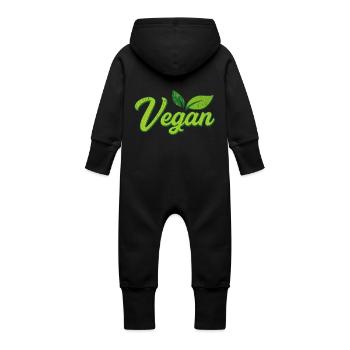 Vegan - Grenouillère à capuche bio en molleton Bébé - noir - Dos