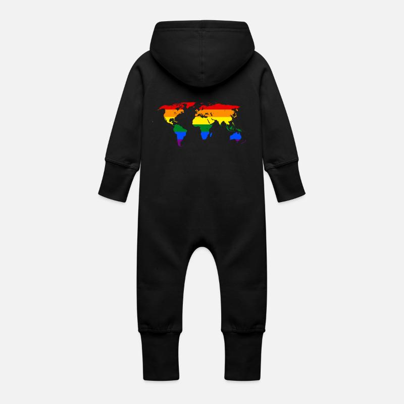 LGBT STOLTHED Over hele verden - Økologisk sweatshirt-overall med hætte til baby - sort