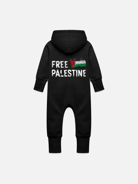 Palestine libre - Grenouillère à capuche bio en molleton Bébé - noir