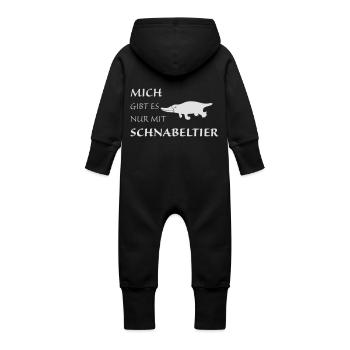 Nur mit Schnabeltier - Baby Bio Sweat Overall mit Kapuze - Schwarz - Hinten