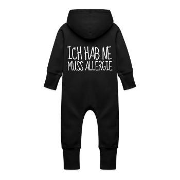 ICH HAB NE MUSS ALLERGIE - Baby Bio Sweat Overall mit Kapuze - Schwarz - Hinten