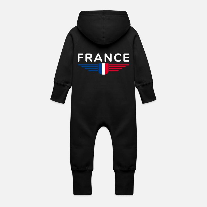 J’aime la France élégance style design Tenues - Grenouillère à capuche bio en molleton Bébé - noir