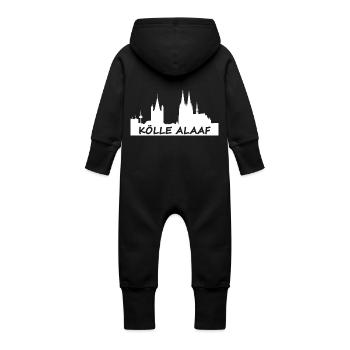 Kölle Alaaf - Karneval Fasching - Baby Bio Sweat Overall mit Kapuze - Schwarz - Hinten