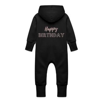 Bon anniversaire - Grenouillère à capuche bio en molleton Bébé - noir - Dos