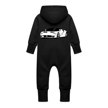 White sport car - Baby Organic Sweat Overalls With Hood - black - Back