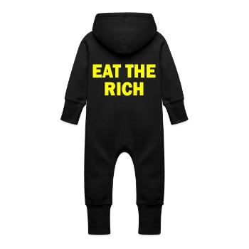 Eat the rich - Grenouillère à capuche bio en molleton Bébé - noir - Dos