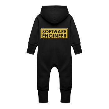 Ingénieur logiciel - Grenouillère à capuche bio en molleton Bébé - noir - Dos