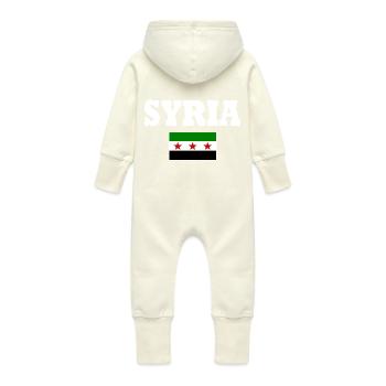 Drapeau de la Syrie - Grenouillère à capuche bio en molleton Bébé - vanille - Dos