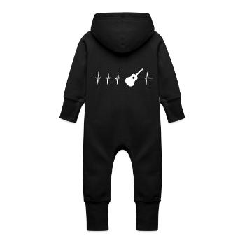 Ich liebe akustische Gitarre (Herzschlag) - Baby Bio Sweat Overall mit Kapuze - Schwarz - Hinten