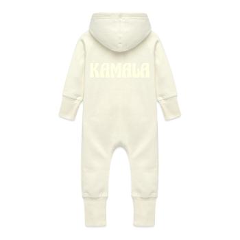 Kamala Nom Texte - Grenouillère à capuche bio en molleton Bébé - vanille - Dos