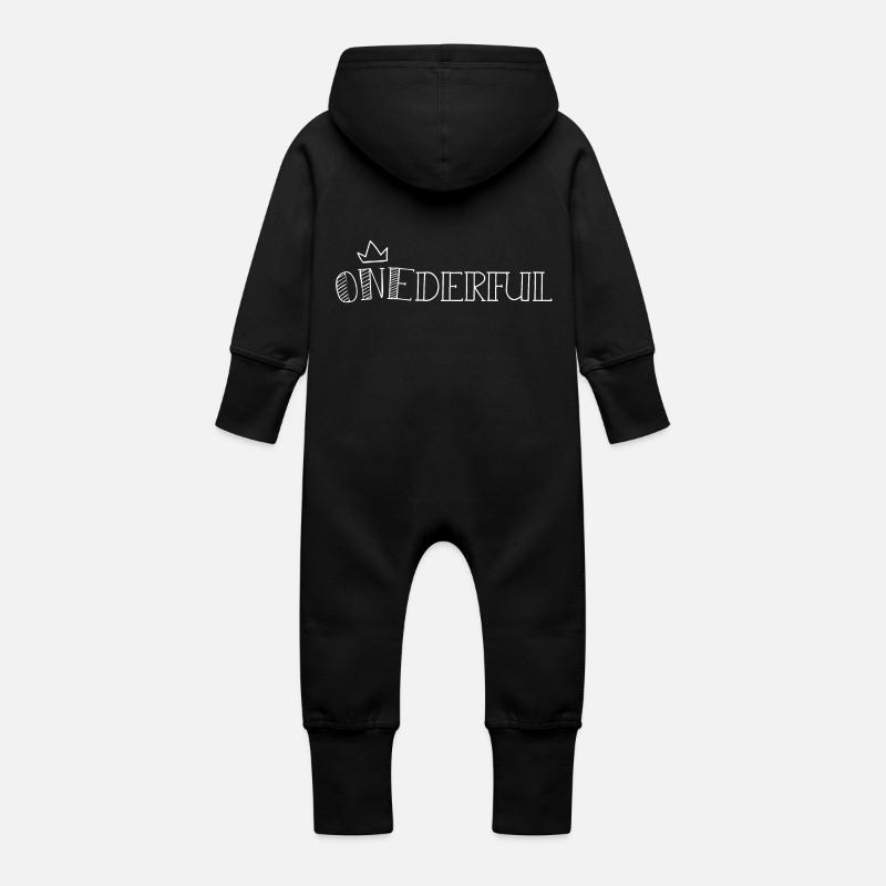 onederful - Grenouillère à capuche bio en molleton Bébé - noir