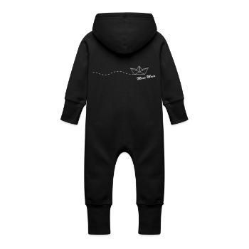 Faltboot Moin Moin - Baby Bio Sweat Overall mit Kapuze - Schwarz - Hinten