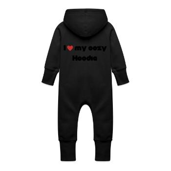 I love my cozy Hoodie - Baby Bio Sweat Overall mit Kapuze - Schwarz - Hinten