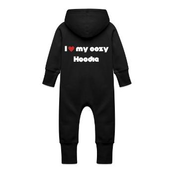 J’adore mon sweat à capuche douillet - Grenouillère à capuche bio en molleton Bébé - noir - Dos