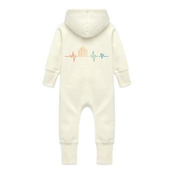 Battement de coeur rétro croquis bâtiment - Grenouillère à capuche bio en molleton Bébé - vanille - Dos