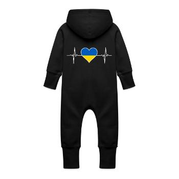 Battement de cœur du drapeau de l’Ukraine - Grenouillère à capuche bio en molleton Bébé - noir - Dos