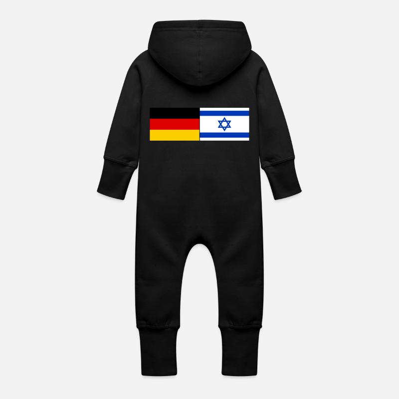 Allemagne Israël Drapeau - Grenouillère à capuche bio en molleton Bébé - noir