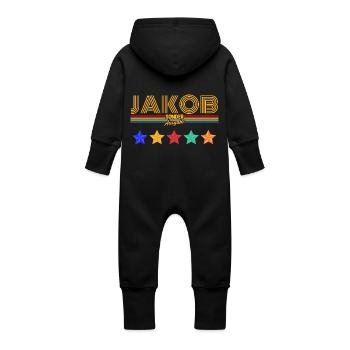 Jacob - Grenouillère à capuche bio en molleton Bébé - noir - Dos