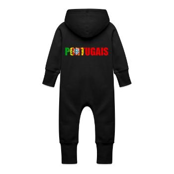 portugais - Grenouillère à capuche bio en molleton Bébé - noir - Dos