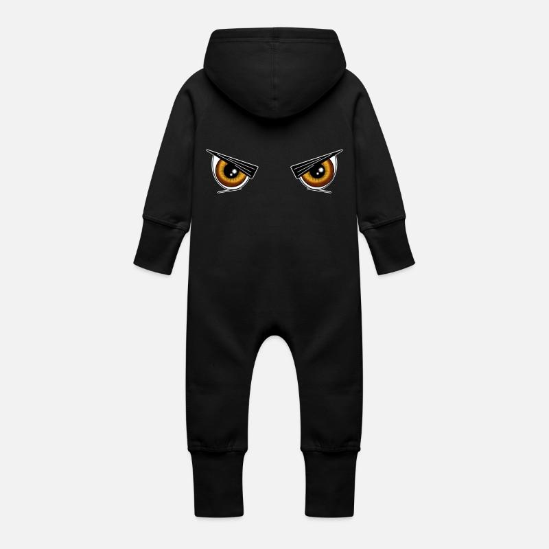 Halloween Augen - Baby Bio Sweat Overall mit Kapuze - Schwarz