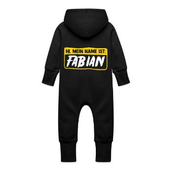 Fabien - Grenouillère à capuche bio en molleton Bébé - noir - Dos