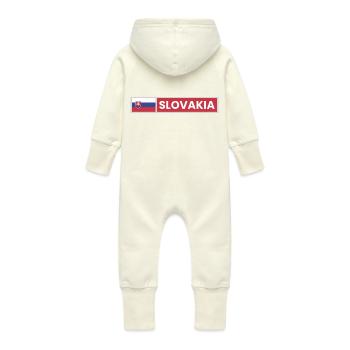 Slovakia National Flag - Baby Organic Sweat Overalls With Hood - vanilla - Back