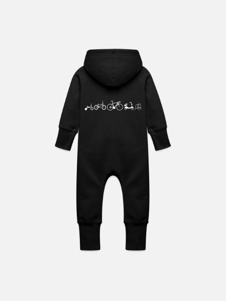 Fahrrad Evolution - Baby Bio Sweat Overall mit Kapuze - Schwarz