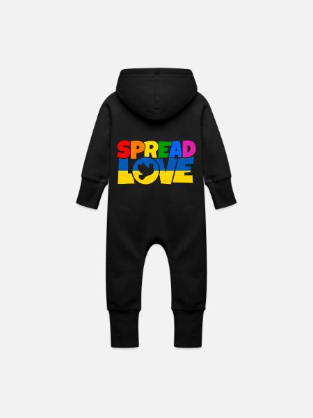 Spread Love Shirt Design - Baby Bio Sweat Overall mit Kapuze - Schwarz