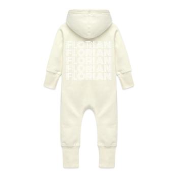 Florian - Baby Organic Sweat Overalls With Hood - vanilla - Back